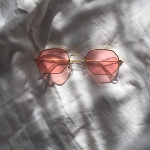 Pink tinted hexagons sunglasses